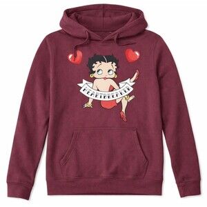 Betty Boop Heartbreaker Hoodie Size M (8-10)  Purple Kangaroo Pocket Lightweight